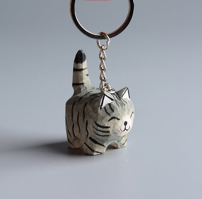 Creative Wooden Cat Trinkets Crafts Handmade Wood Carving