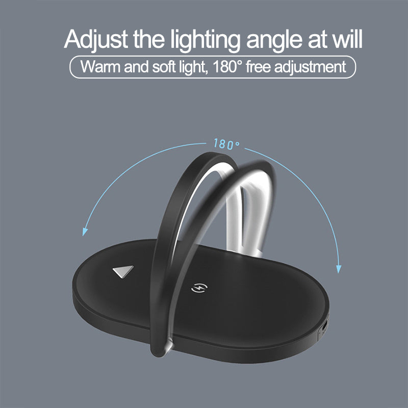 3 In 1 Foldable Wireless Charger Night Light Wireless Charging Station Stonego LED Reading Table Lamp 15W Fast Charging Light