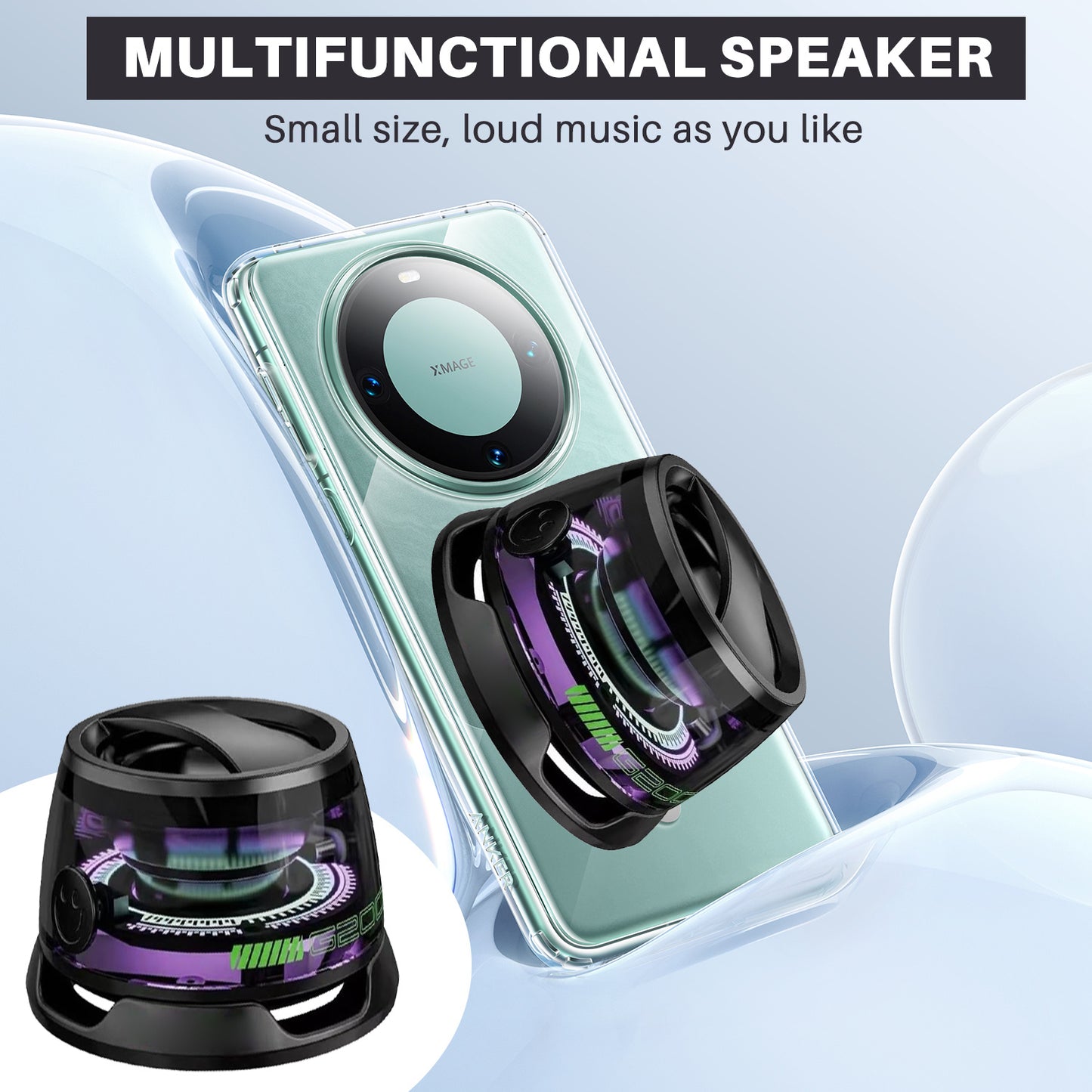 Portable Bluetooth Speaker G200 RGB Lighting Speaker BT5.3 Mini Sound Box 7 Hours Playback Magnetic Phone Holder