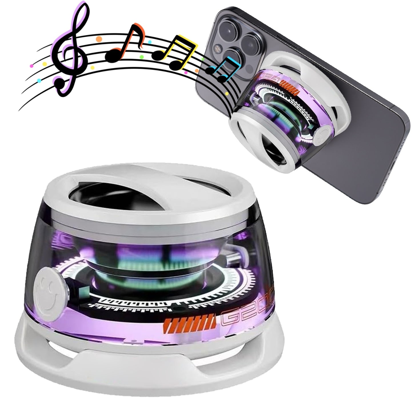 Portable Bluetooth Speaker G200 RGB Lighting Speaker BT5.3 Mini Sound Box 7 Hours Playback Magnetic Phone Holder